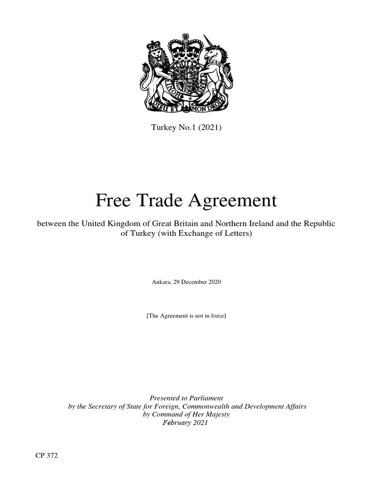 CS Turkey 1 2021 UK Turkey Free Trade Agreement PDF World Trade 
