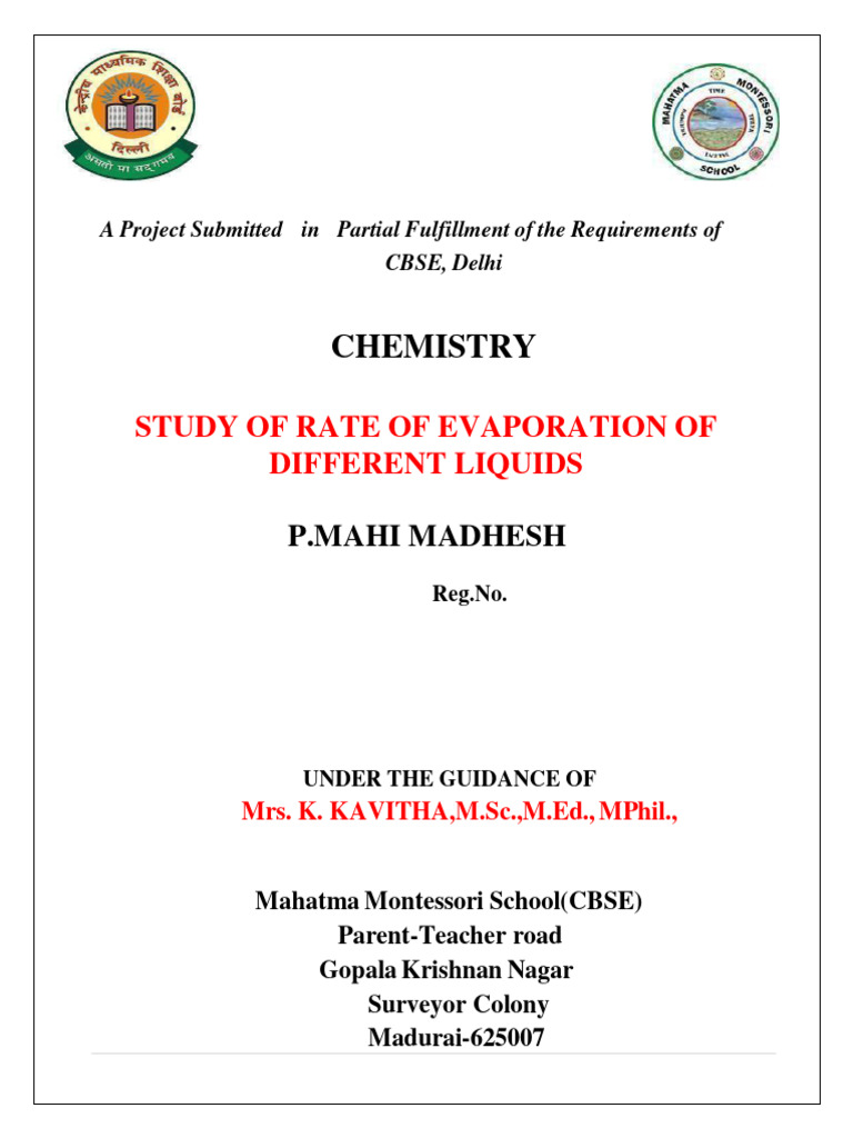 Rate of Evaporation of Liquids Study | PDF