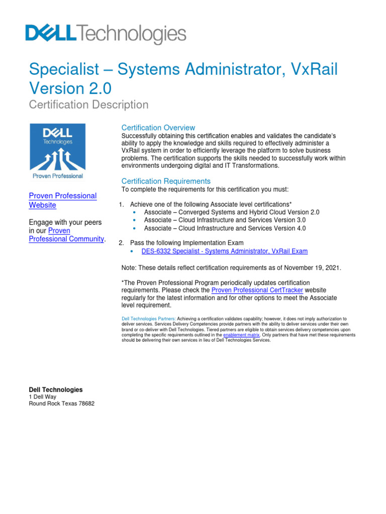 DES-6332 Specialist-Systems Administrator VxRail Exam | PDF | V Mware ...