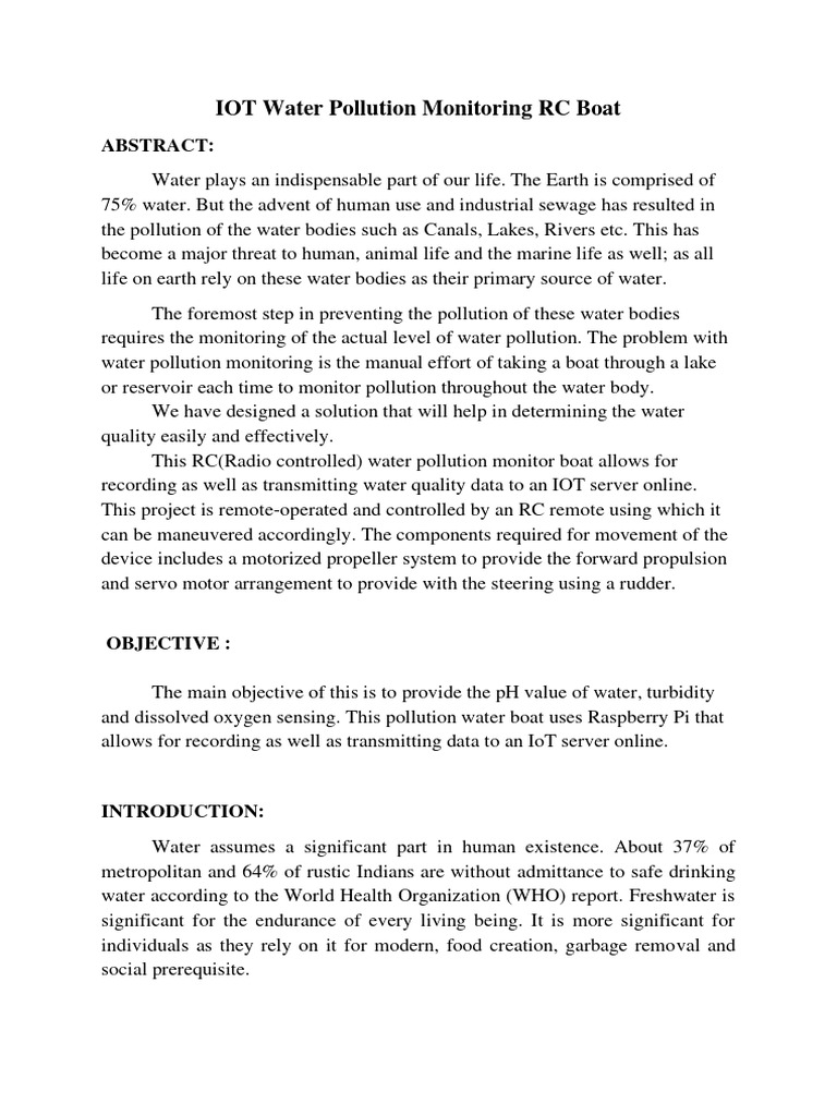 IOT Water Pollution Monitoring RC Boat | Download Free PDF | Water ...