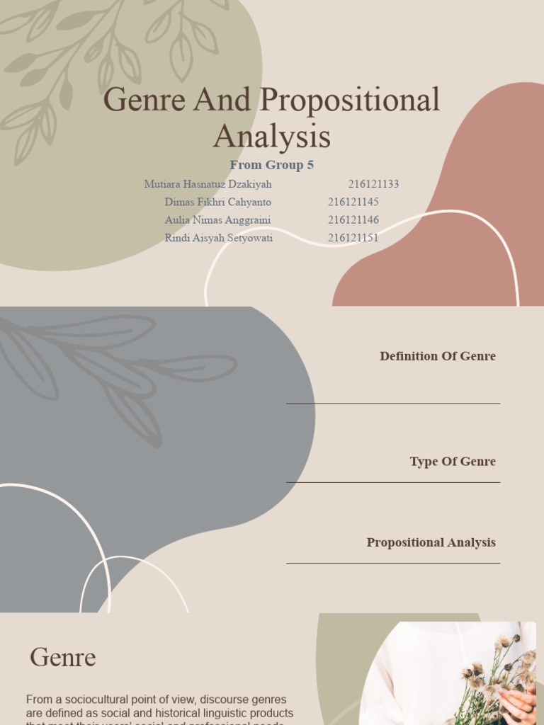 Group 5 Genre and Propositional Analysis | PDF | Proposition | Sentence ...