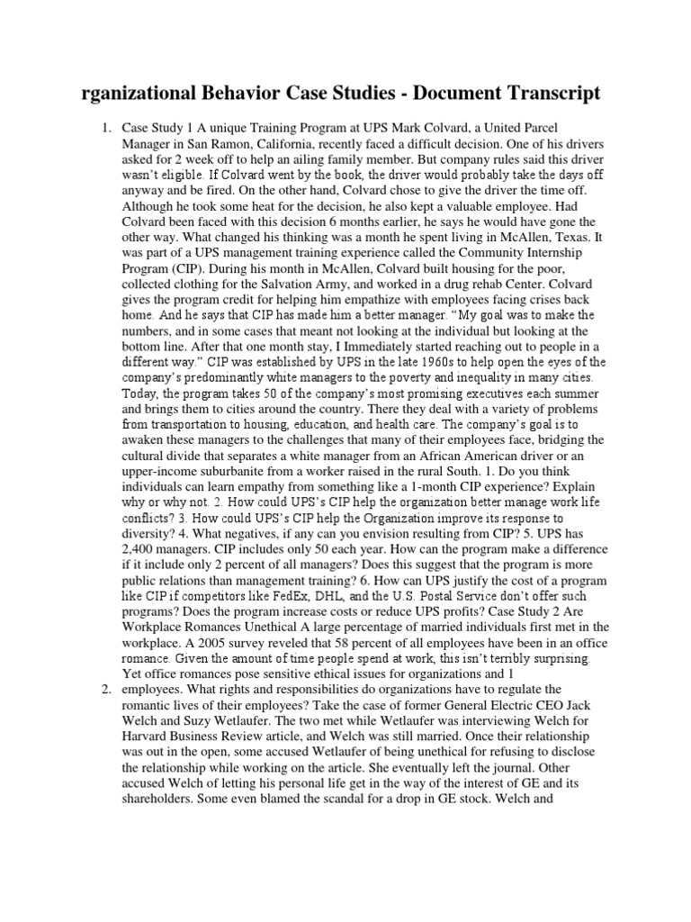 Organizational Behavior Case Studies Overview | PDF | General Electric ...