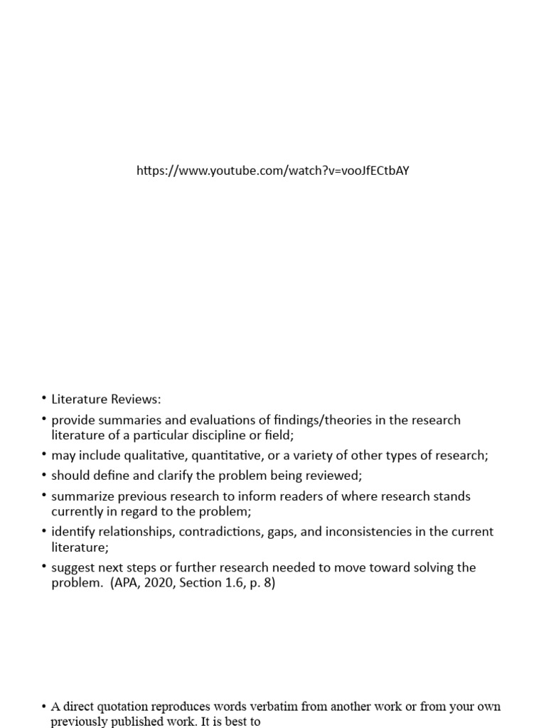 APA Citation & Literature Review Guide | PDF