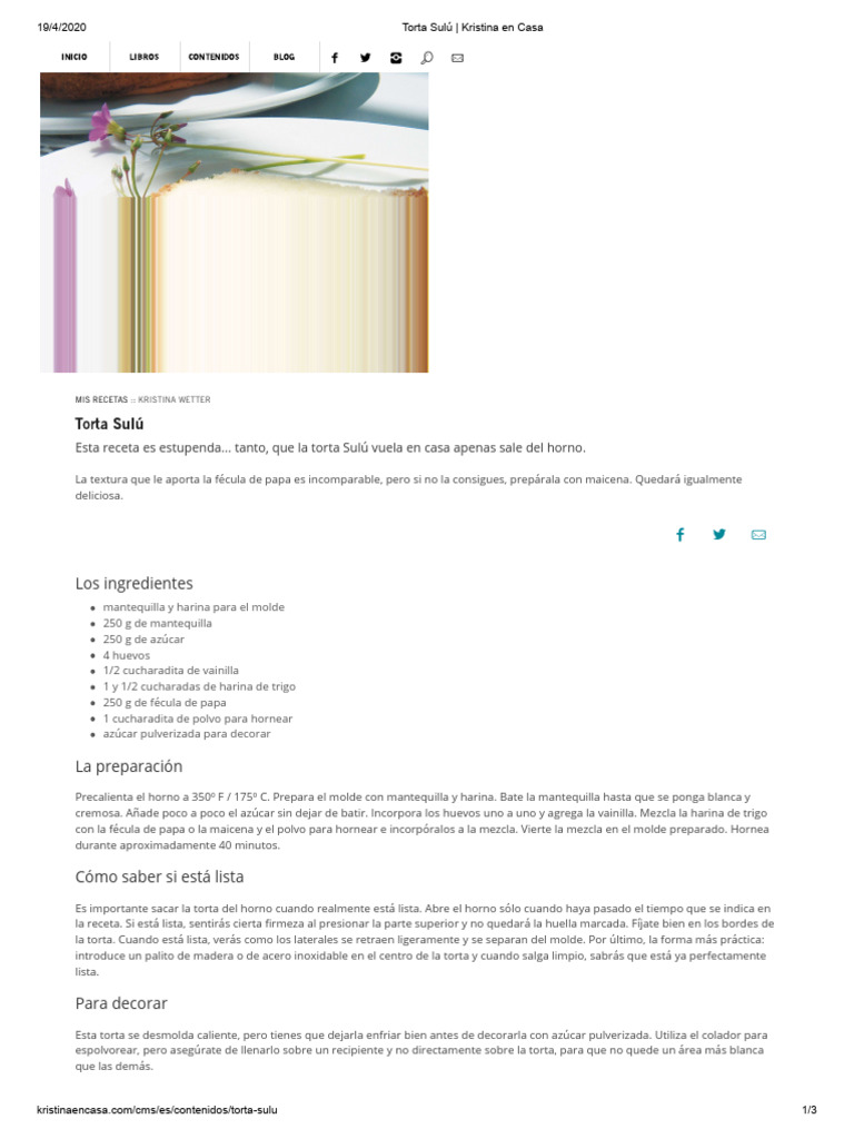Torta Sulú Kristina En Casa Pdf Alimentos Cocina Occidental