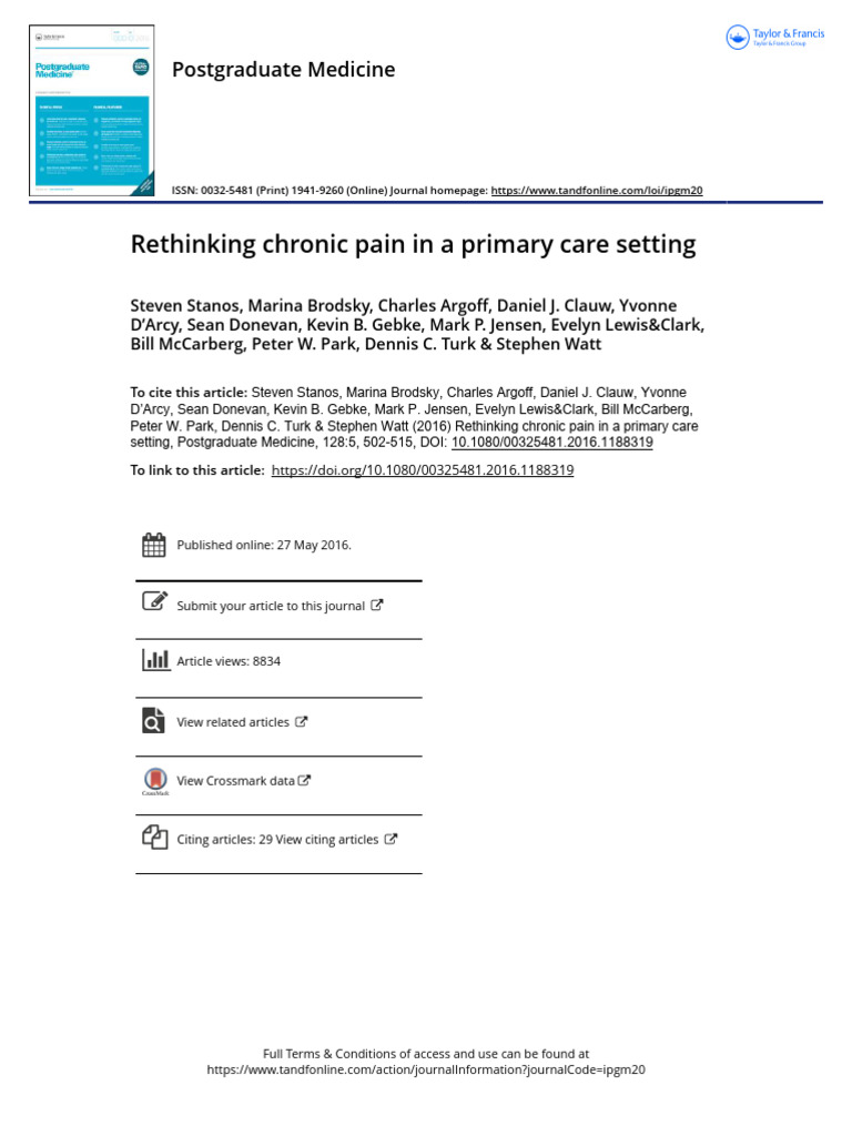 Chronic Pain Management in Primary Care | PDF | Pain | Peripheral ...
