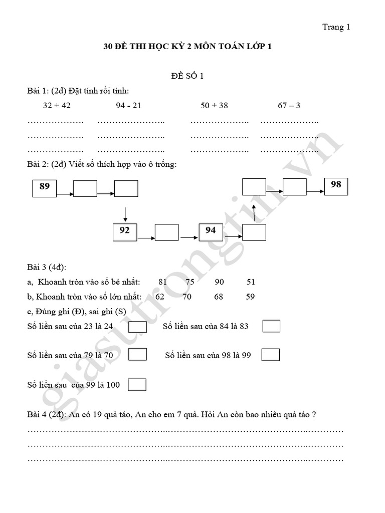 30 de thi hoc ki 2 mon toan lop 1 111 pdf
