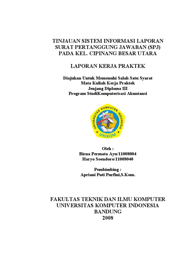 Contoh Laporan Kerja Praktek