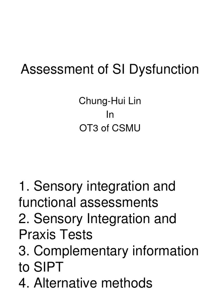 Sensory Integration Assessment Tools | PDF | Sensory Processing ...