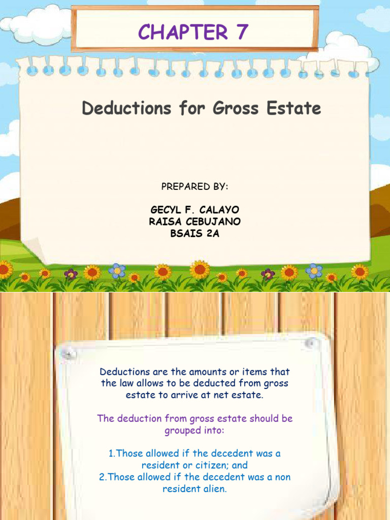 Chapter 7 Deduction For Gross Estates | PDF | Debt | Estate Tax In The ...