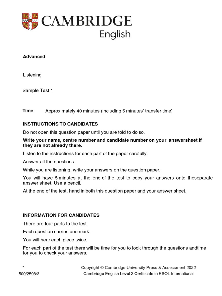 C1 Advanced Listening Sample Test 1 | PDF