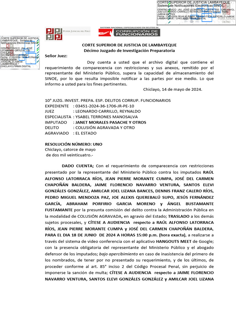 Exp. 03451-2024-36-1706-JR-PE-10 - Resolución - 191364-2024 | PDF | Ley