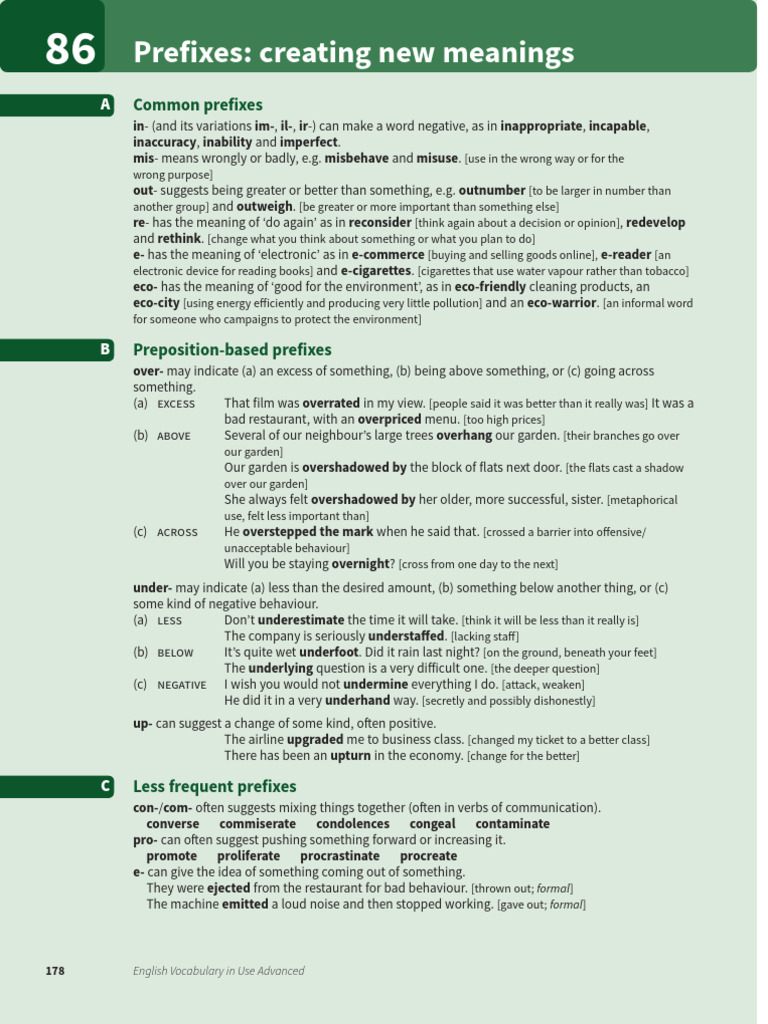 Common Prefixes and Their Meanings | PDF | Adjective | Noun