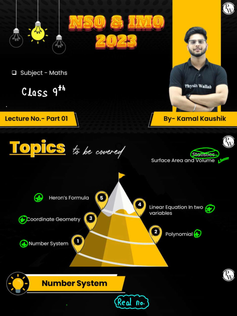 Complete nso imo maths class 9th part 1 class notes by kamal