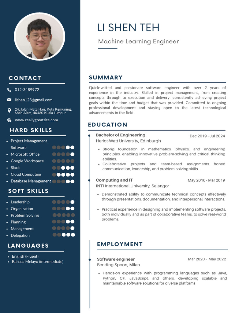 Machine Learning Engineer CV Template | PDF | Software | Computing