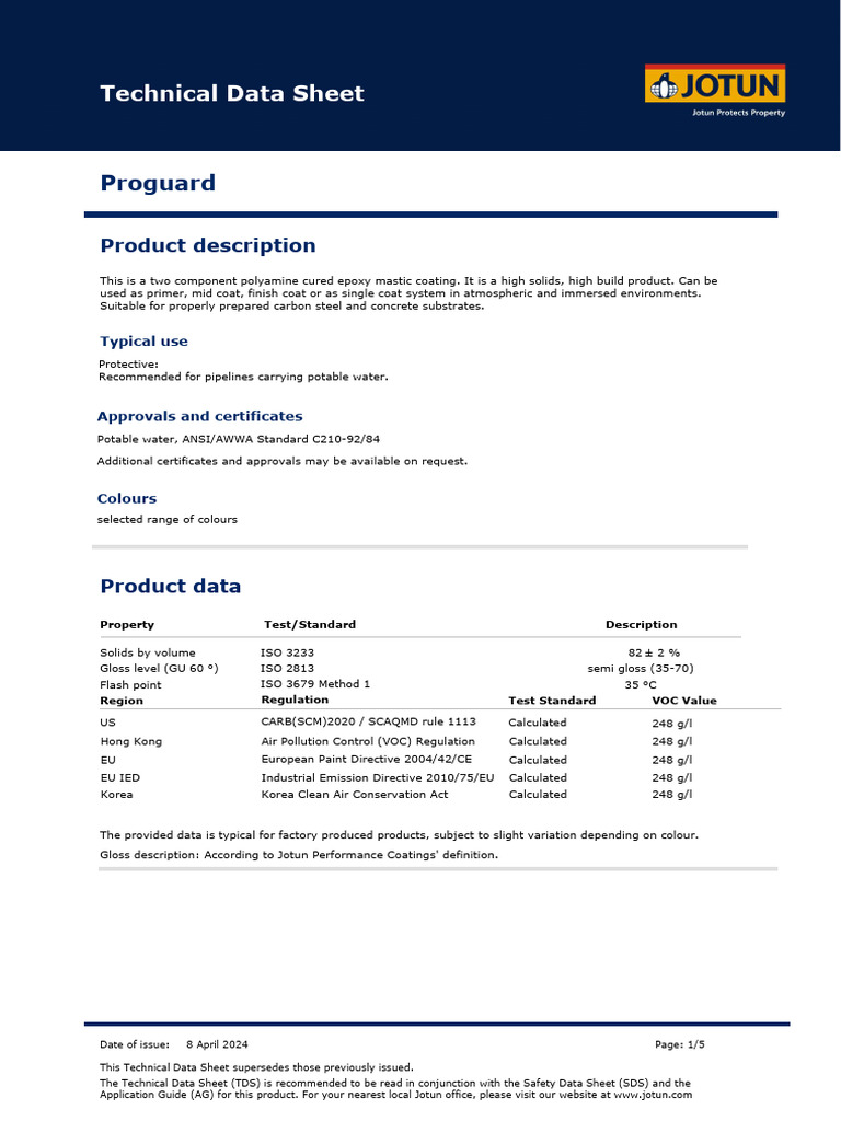 TDS 5220 Proguard Euk GB | PDF | Paint | Volatile Organic Compound