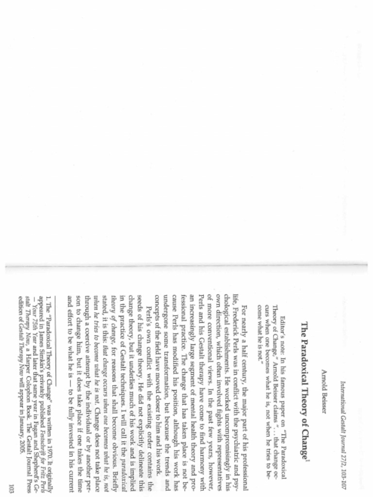 Beisser arnold 2004 the paradoxical theory of change international