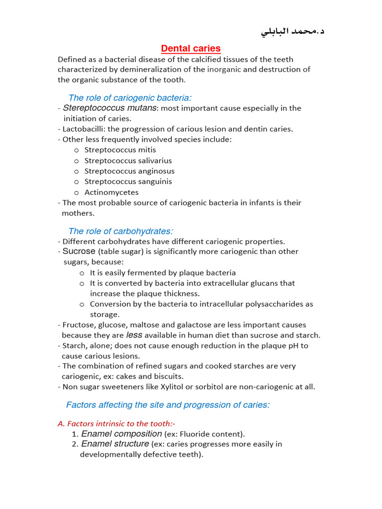 1 Dental Caries Progresses & Complications | PDF | Human Tooth | Tooth ...