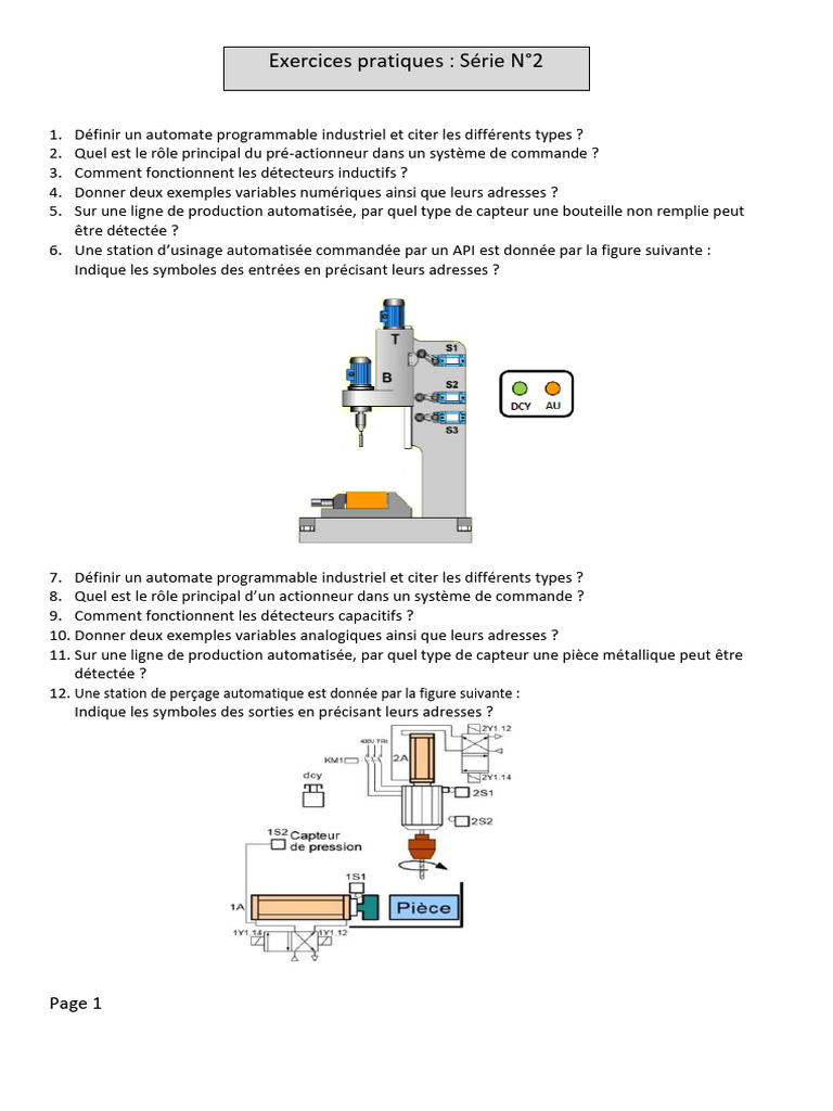 Exercices sur les Automates Programmables | PDF | Automate programmable ...