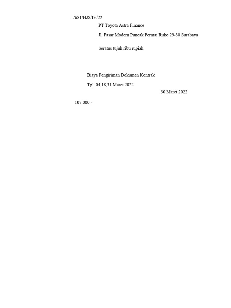 Tanda Trima Kwitansi Taf Barat | PDF