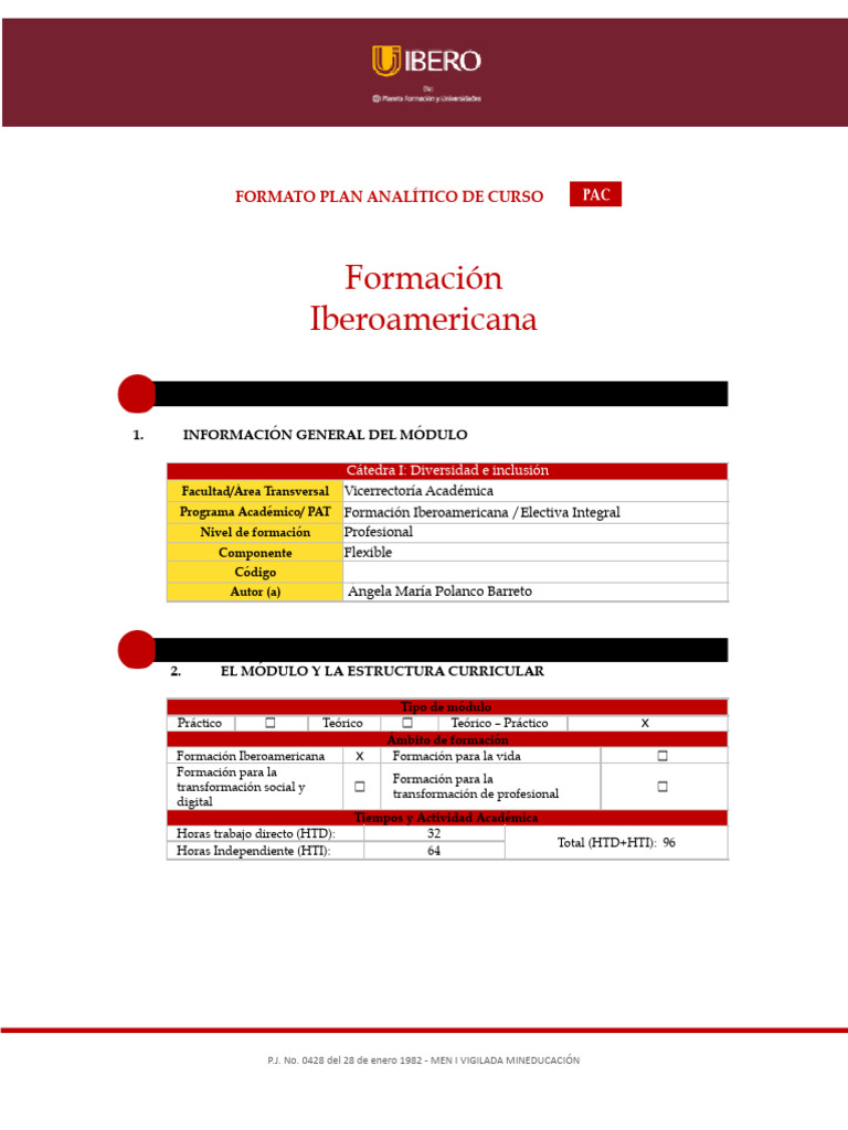 PAC (Plan Analítico Del Curso) | Descargar gratis PDF | Inclusión ...