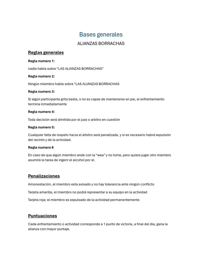 Bases Generales Alianzas Borrachas PDF Deportes