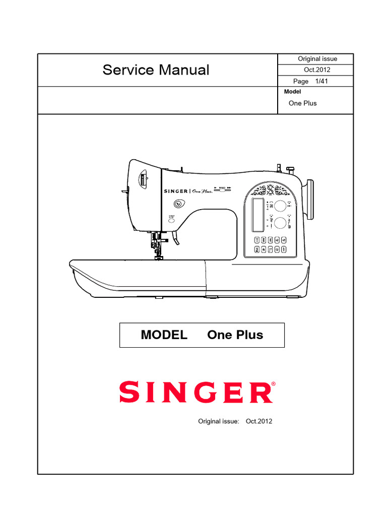 Singer One Plus Sewing Machine Service Manual Download Free PDF