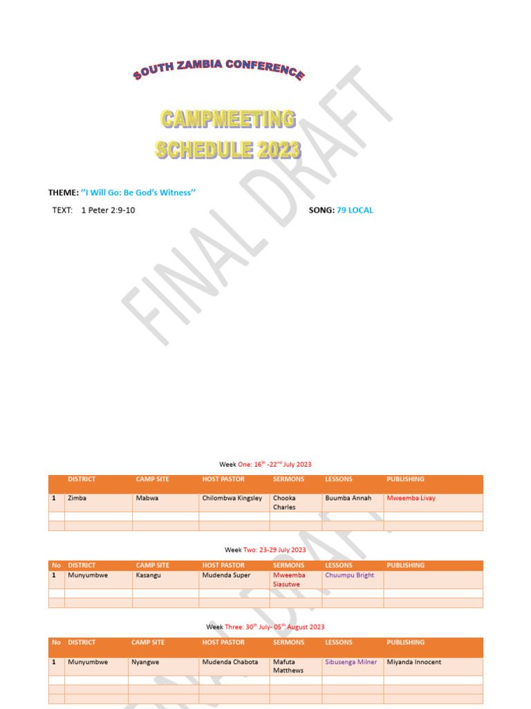 2023 Camp Meeting Schedule Pdf