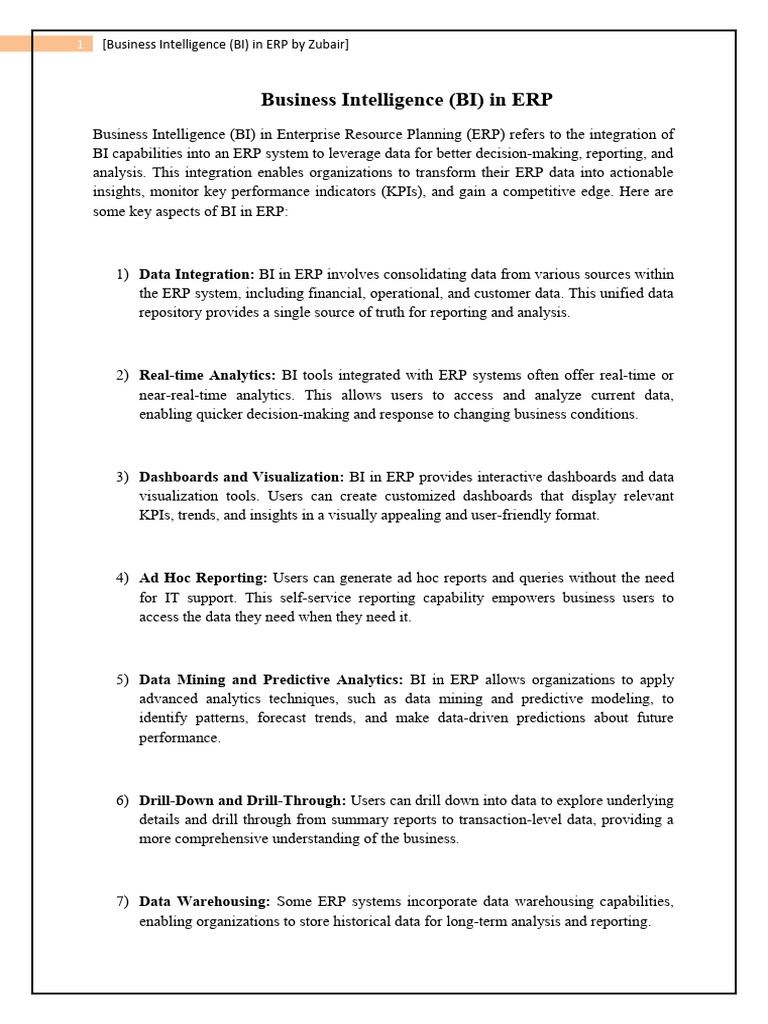 BI Integration in ERP Systems Explained | PDF | Business Intelligence ...