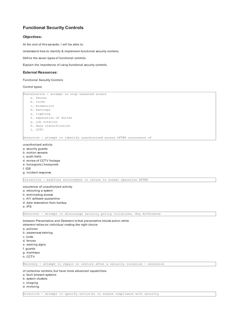 Implementing Functional Security Controls | PDF
