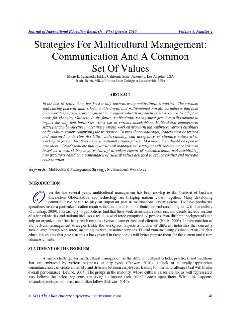 Multicultural Management Strategies | PDF | Communication ...