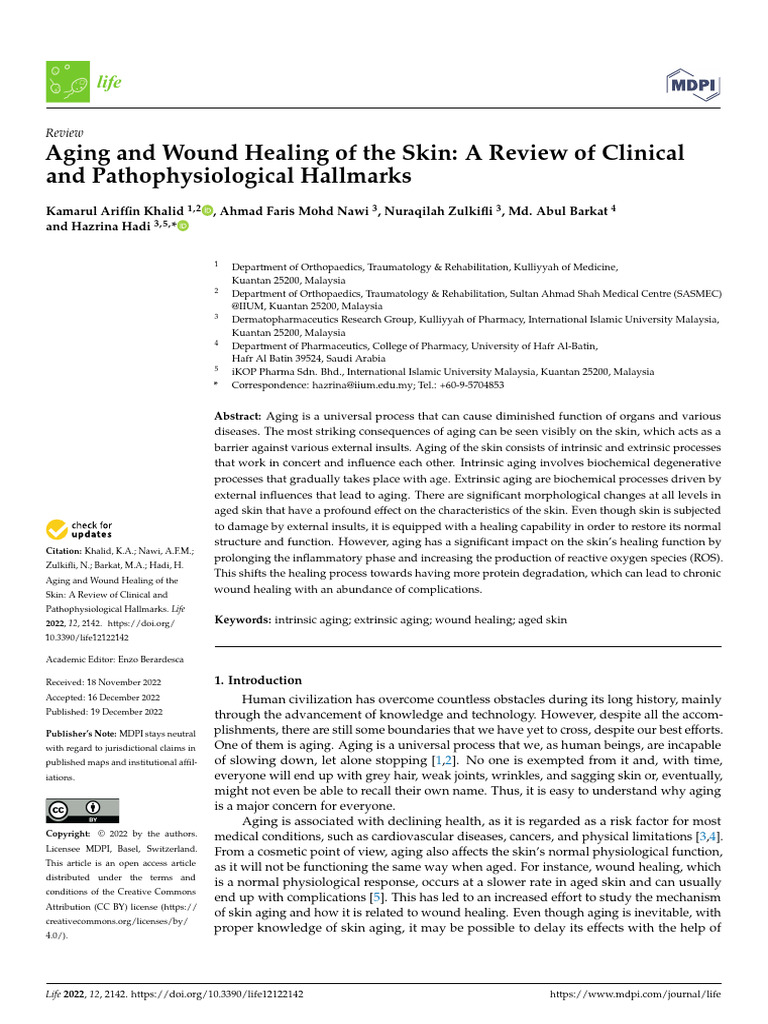 Skin Aging Wound Healing 1 | PDF | Epidermis | Wound Healing