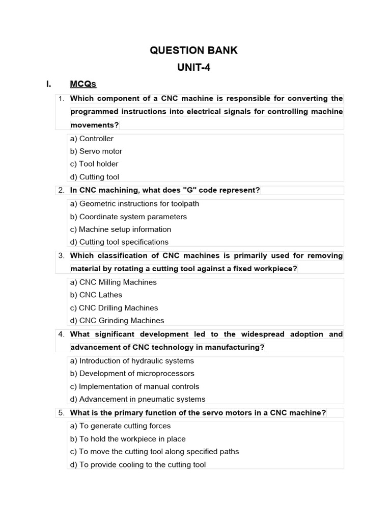 CNC Machining and Group Technology Quiz | PDF | Numerical Control ...