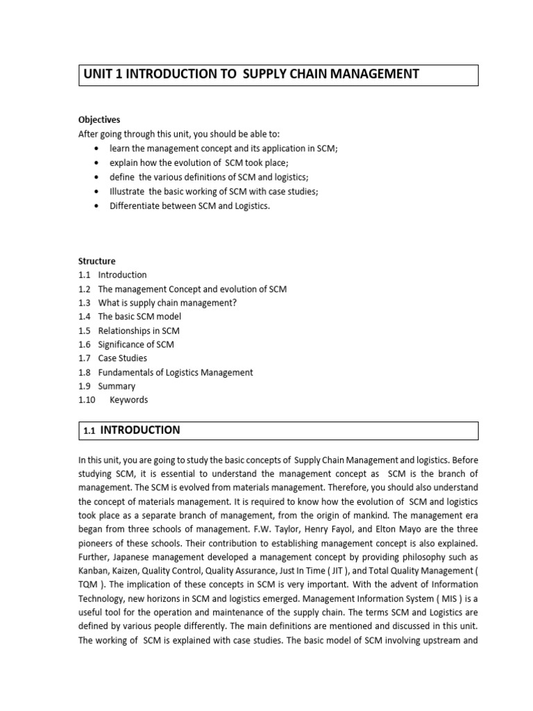 Introduction to Supply Chain Management | PDF | Supply Chain Management ...