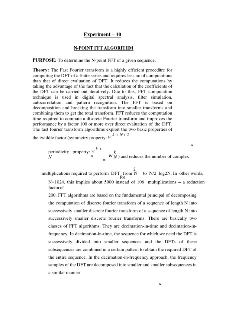 N-Point FFT Algorithm Explained | PDF | Fast Fourier Transform ...