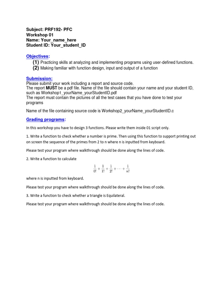 Programming Function Workshop | PDF