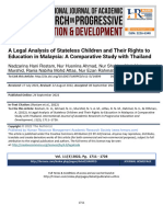 A Legal Analysis of Stateless Children and Their Rights To Education in Malaysia A Comparative Study With Thailand