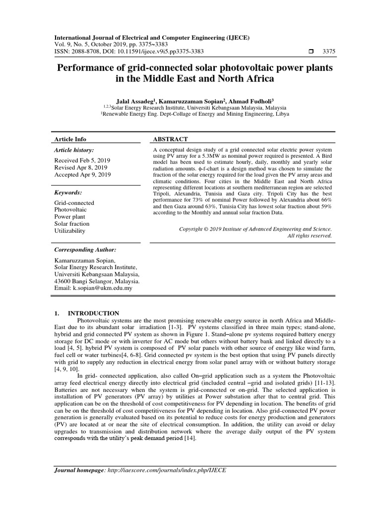 Performance of Grid-Connected Solar Photovoltaic P | PDF | Photovoltaic ...