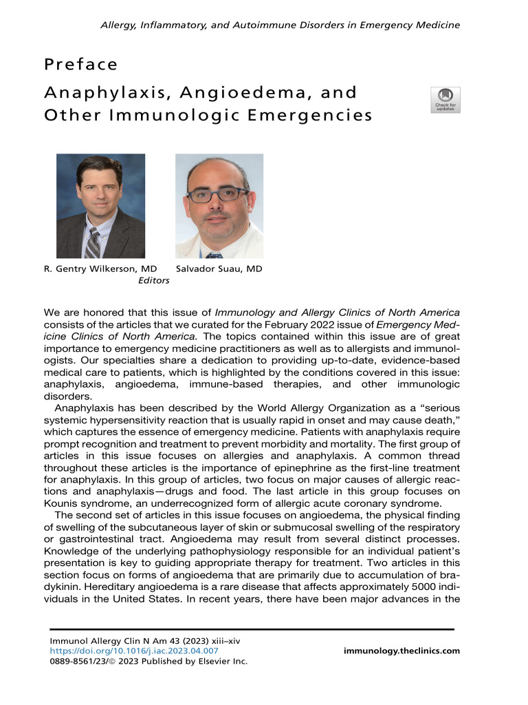 Anaphylaxis, Angioedema, and Other Immunologic Eme | PDF | Allergy ...