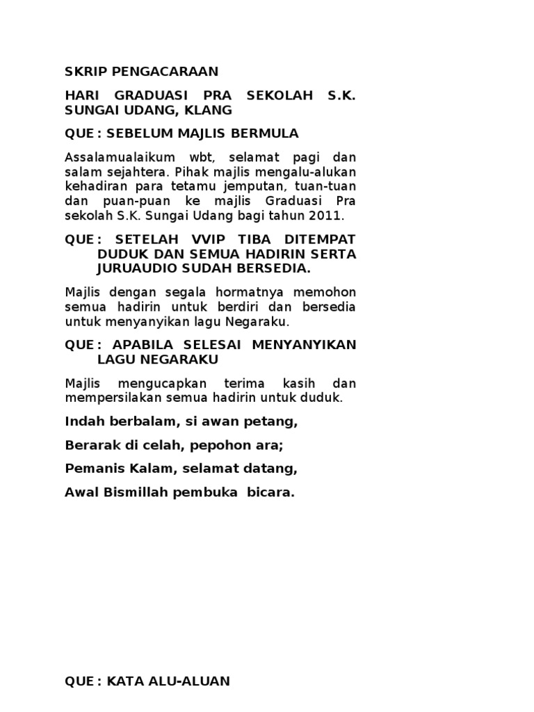 Ucapan Alu Aluan Majlis Pengetua