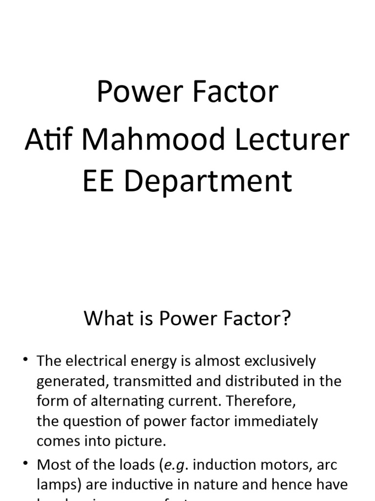 Lec 3 Power Factor Pdf Capacitor Electric Motor