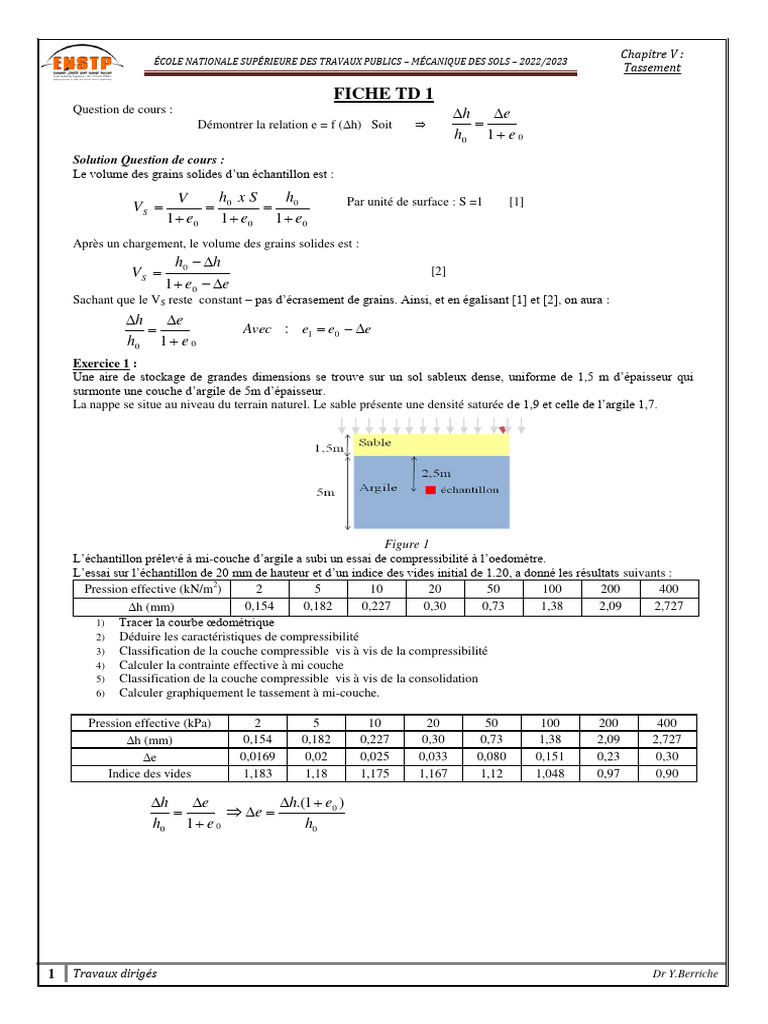 Calcul du Tassement des Sols | PDF | Ingénierie civile