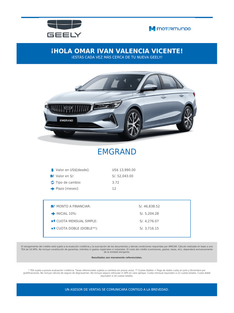Geely Simulador Financiamiento | PDF | Finanzas y dinero