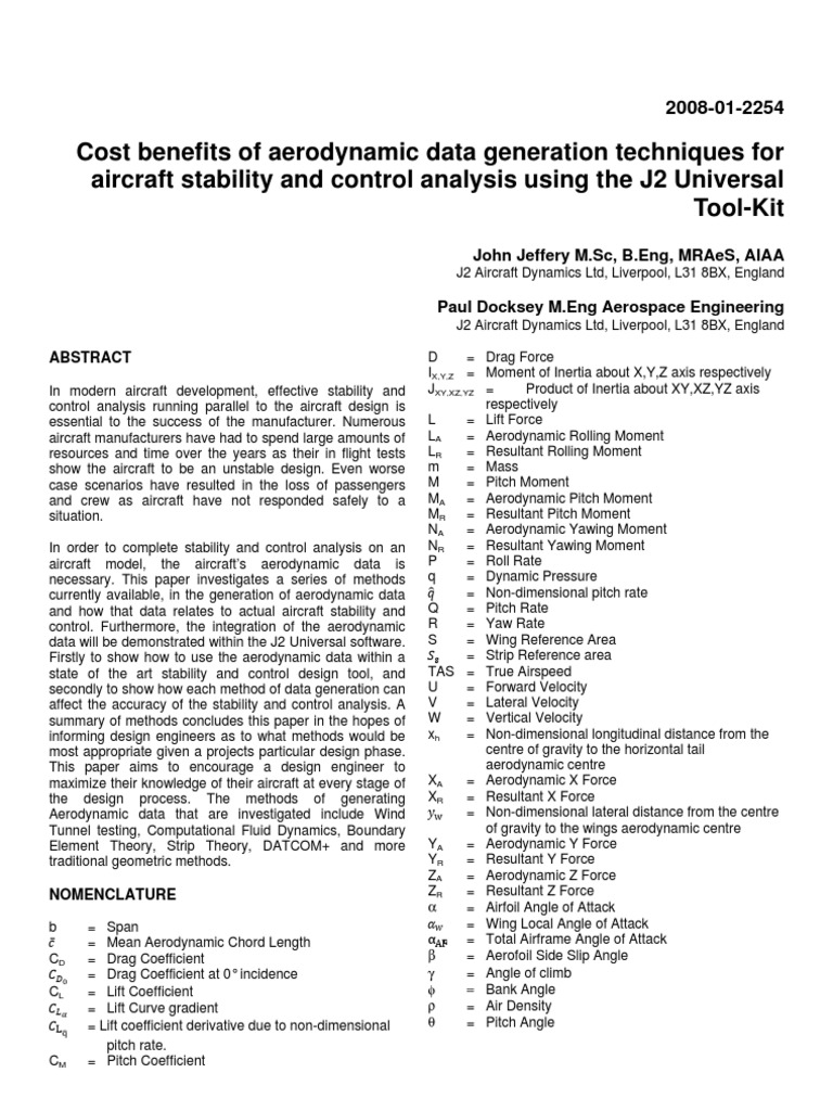 Aerodynamic Data Methods for Aircraft Stability | PDF | Flight Dynamics ...