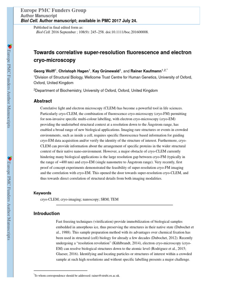 Towards Correlative Super-Resolution Fluorescence and Electron Cryo ...