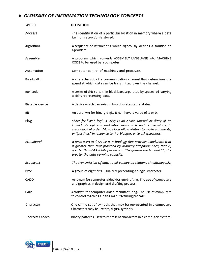 Glossary of Information Technology Concepts | PDF | World Wide Web ...