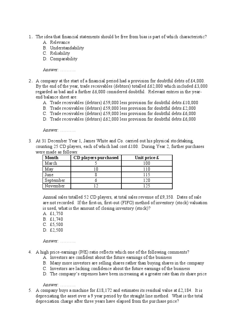 Financial Statement Analysis Quiz | PDF