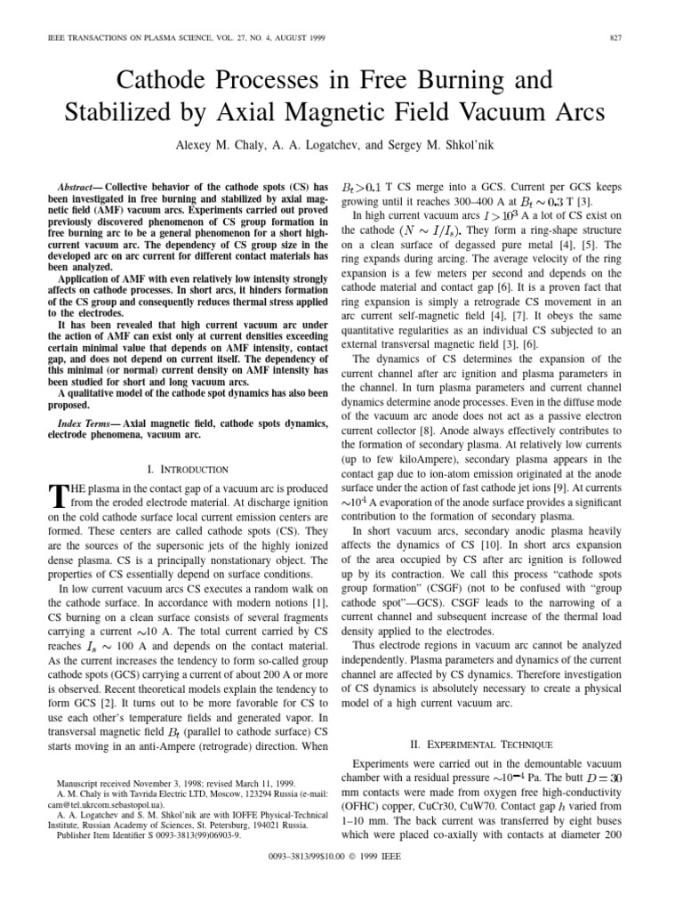 Cathode Spot Dynamics in Vacuum Arcs | PDF | Electric Arc | Plasma ...