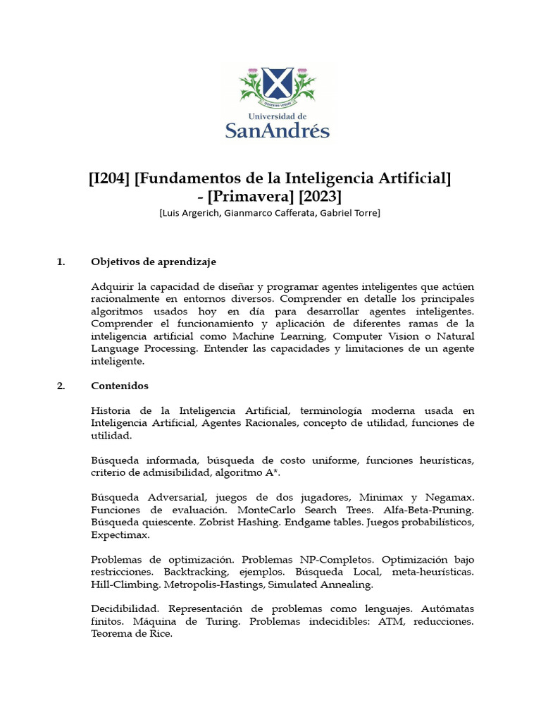 I204 Fundamentos de La Inteligencia Artificial | PDF | Aprendizaje ...