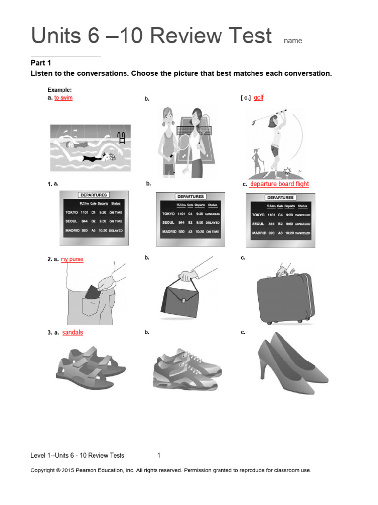 Top Notch 1 Units 6 10 Assessment Yes | PDF | All Rights Reserved