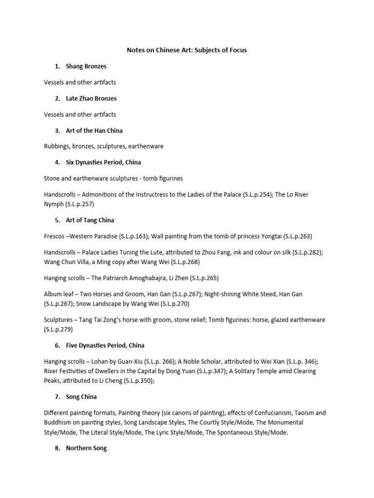 Overview of Chinese Art Periods | PDF | China | World Politics